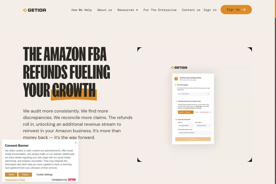 Aperçu de la landing page