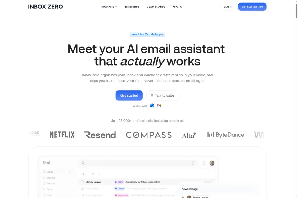 Aperçu de la landing page