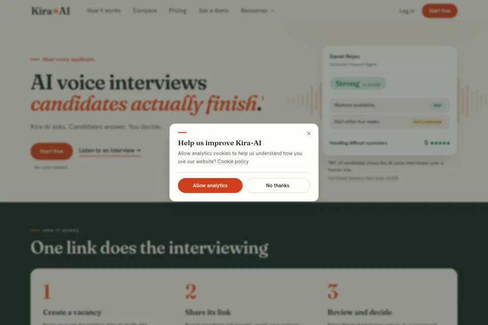 Aperçu de la landing page