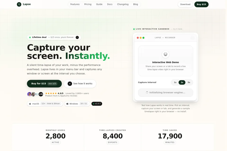 Aperçu de la landing page