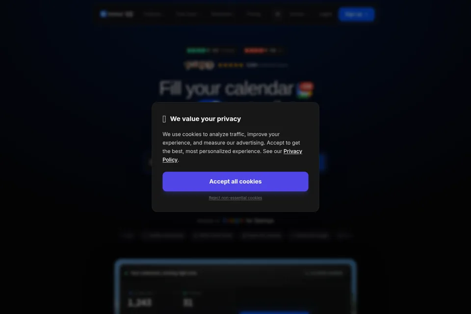 Aperçu de la landing page