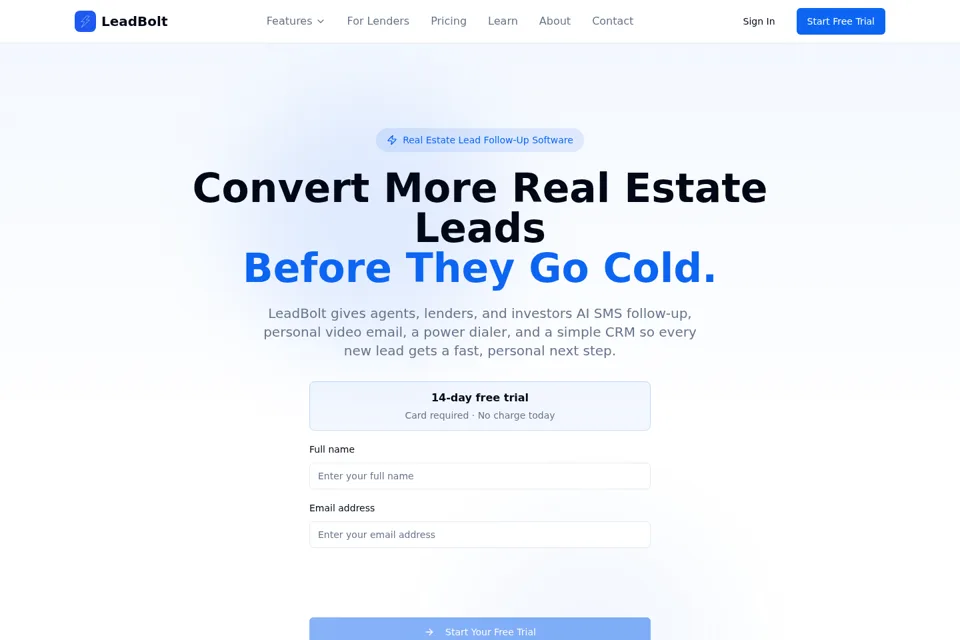 Aperçu de la landing page