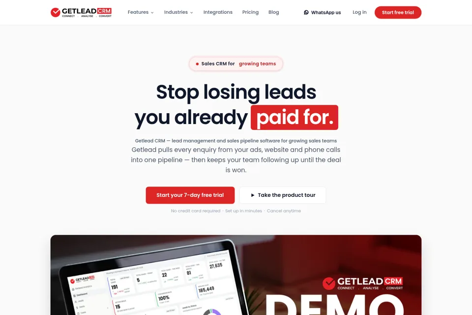 Aperçu de la landing page