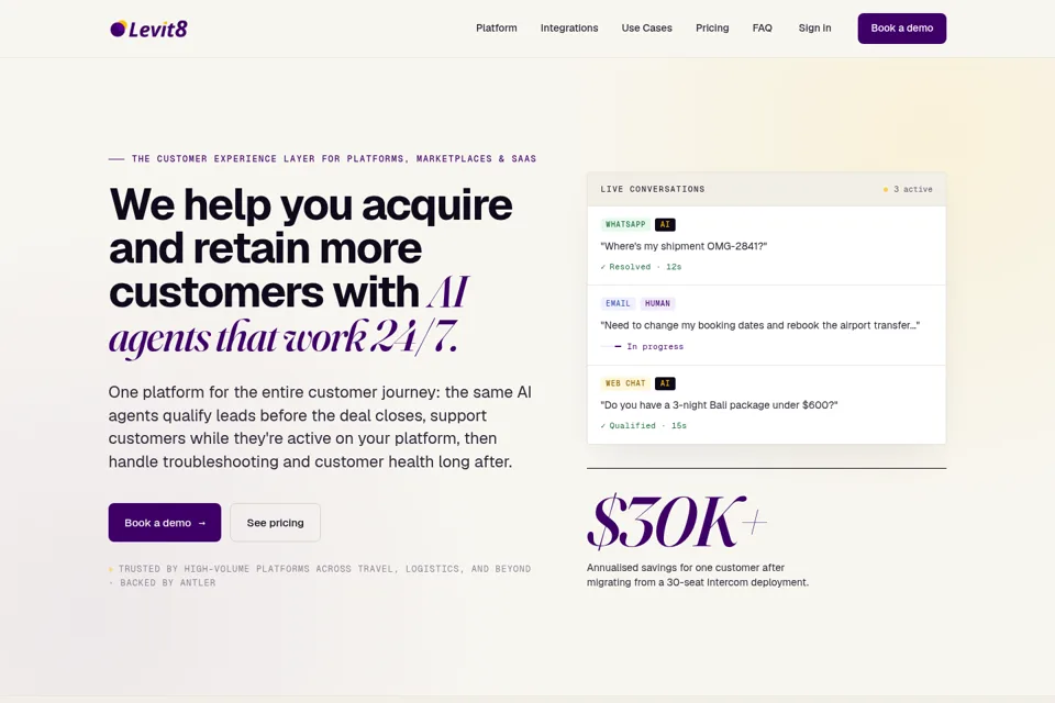 Aperçu de la landing page