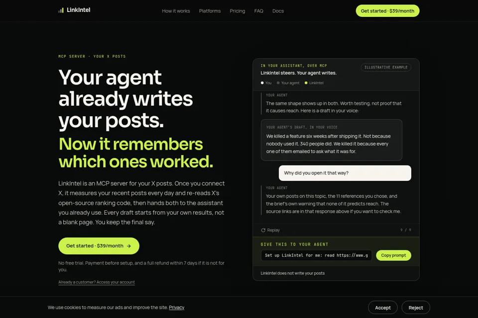 Aperçu de la landing page