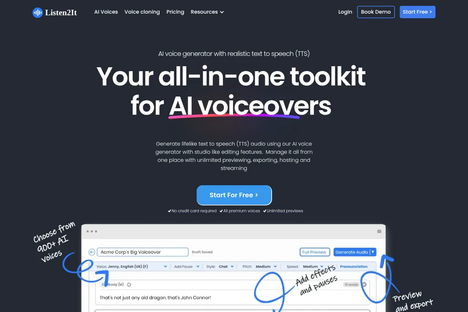 Aperçu de la landing page