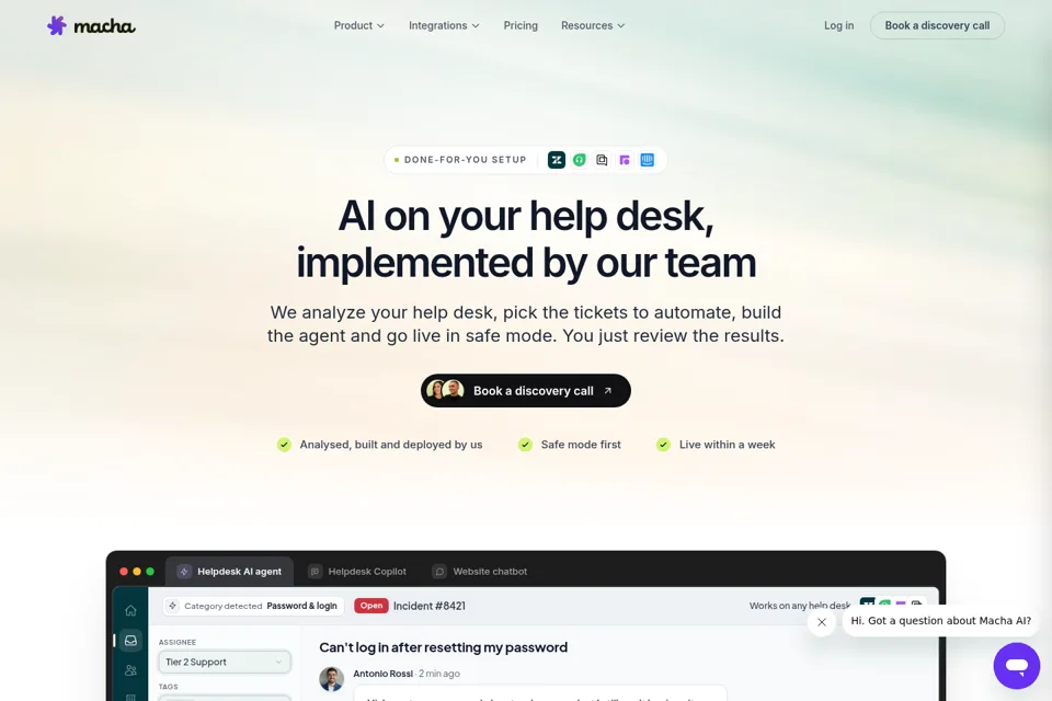 Aperçu de la landing page