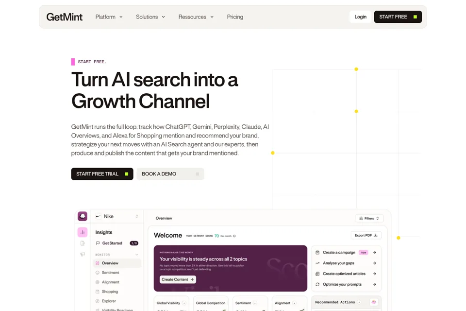 Aperçu de la landing page