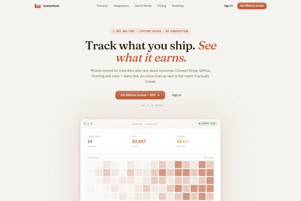 Aperçu de la landing page
