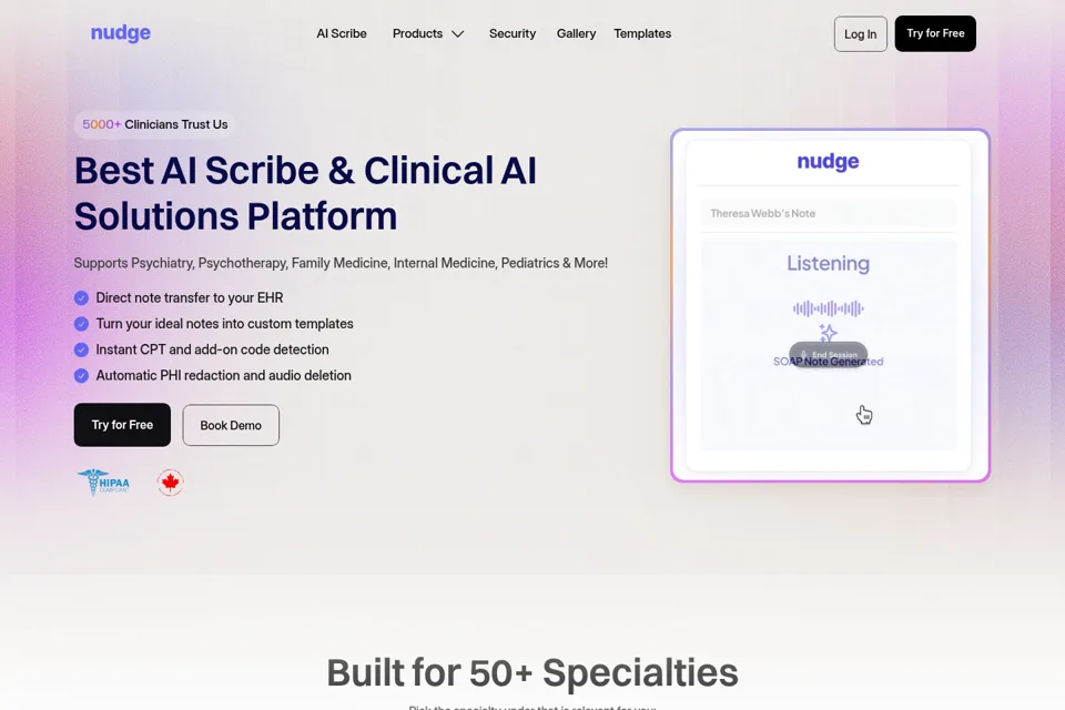 Aperçu de la landing page
