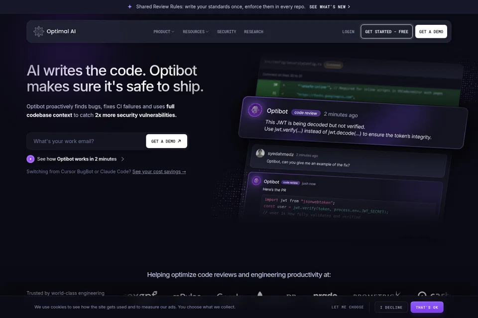 Aperçu de la landing page