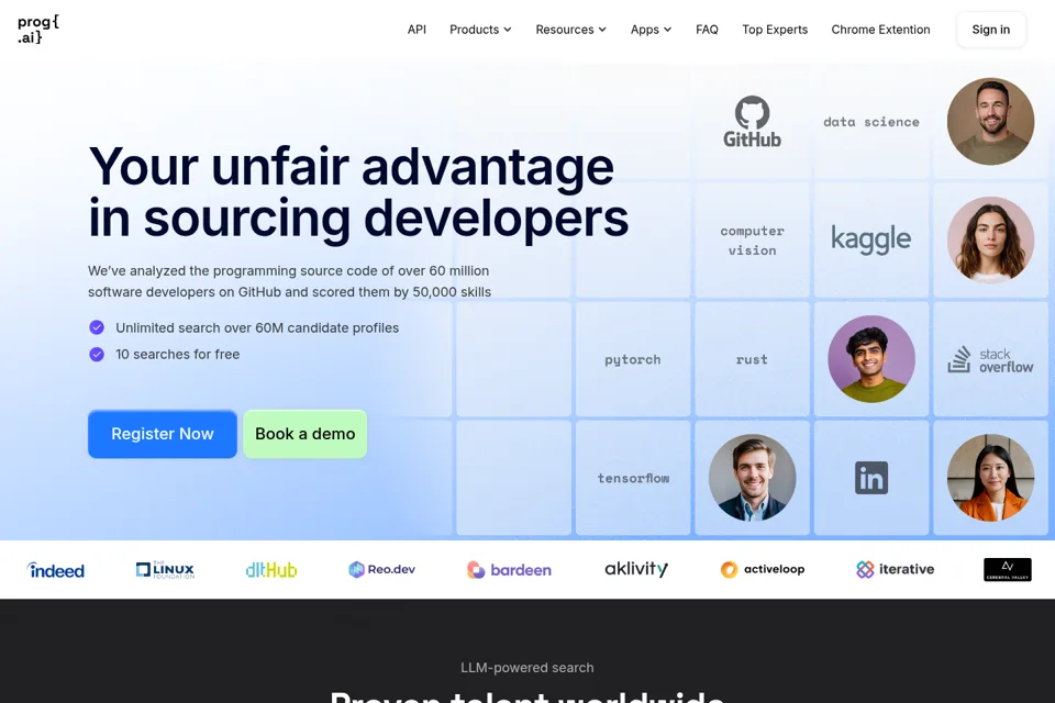 Aperçu de la landing page