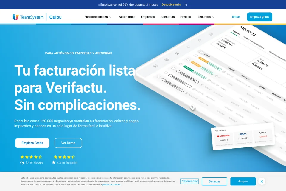 Aperçu de la landing page