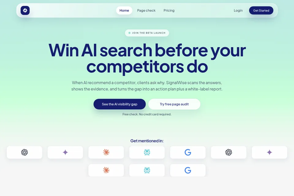 Aperçu de la landing page