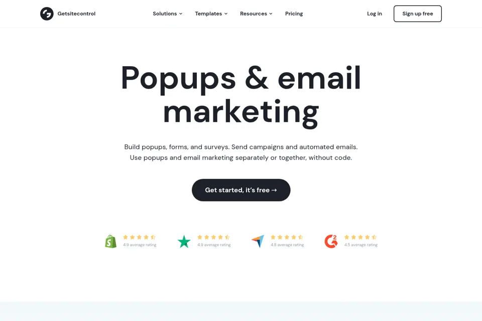 Aperçu de la landing page