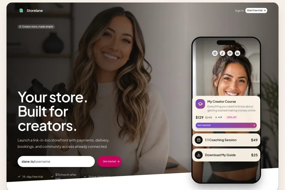 Aperçu de la landing page