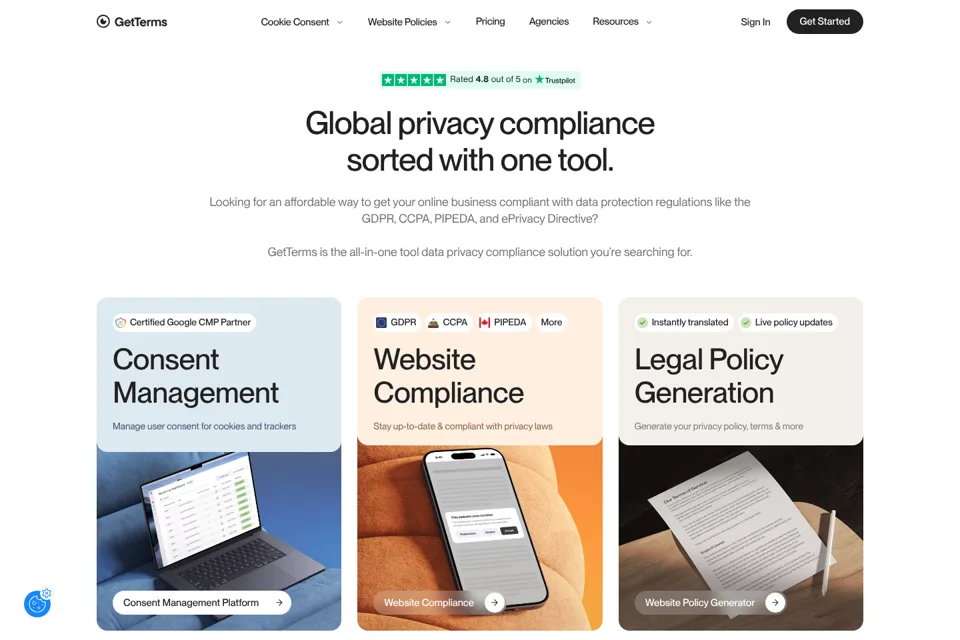 Aperçu de la landing page