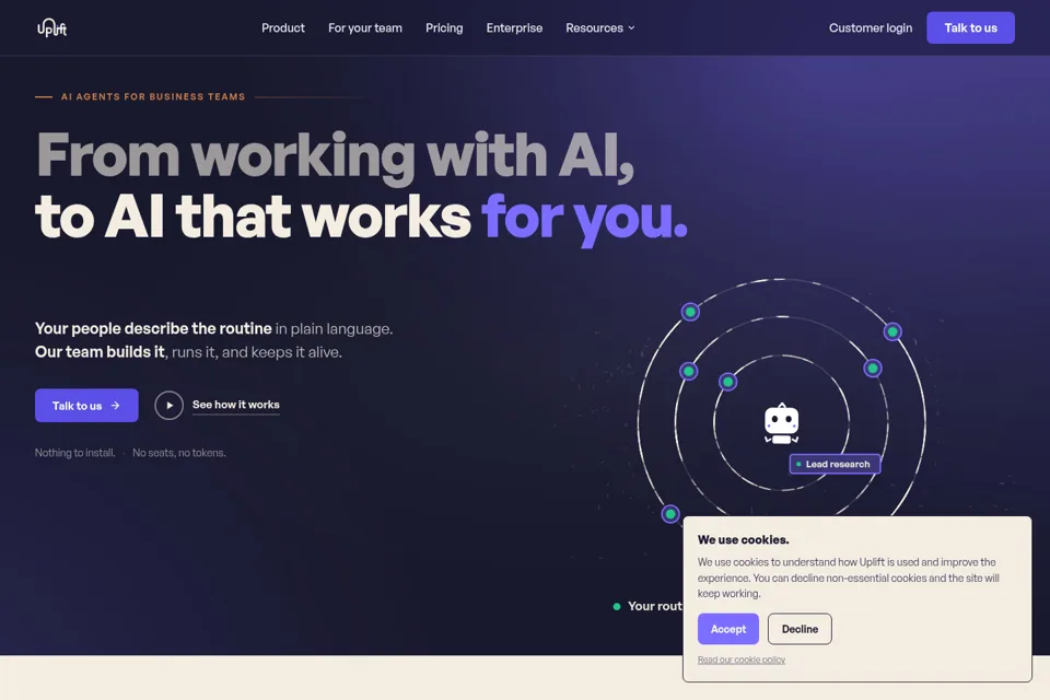 Aperçu de la landing page
