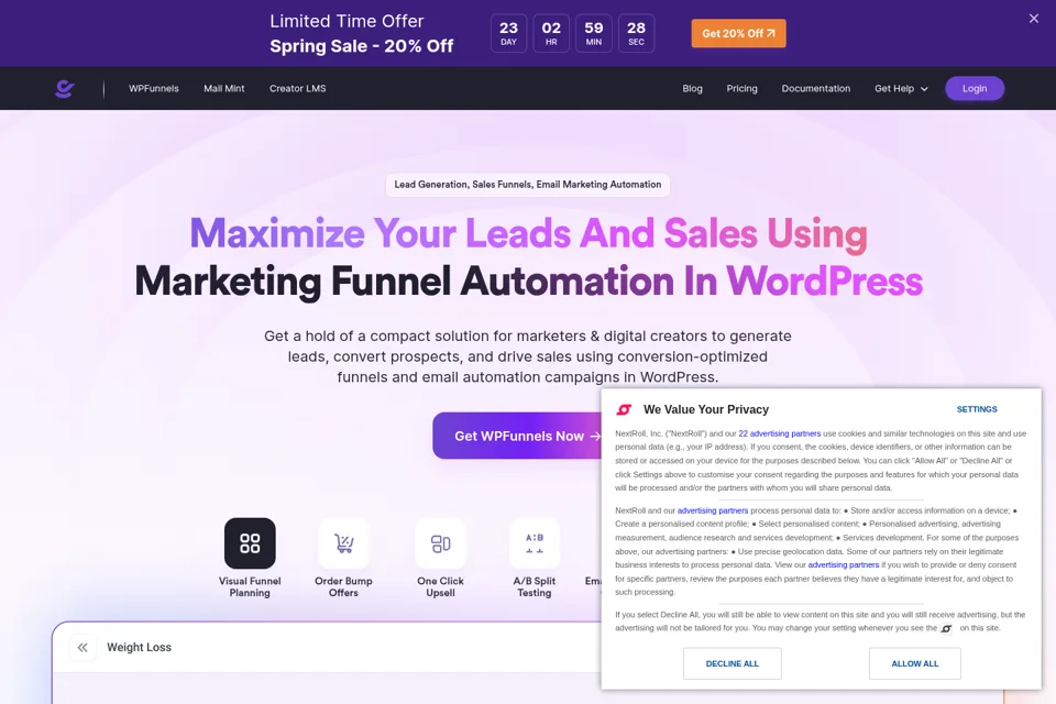 Landing page preview