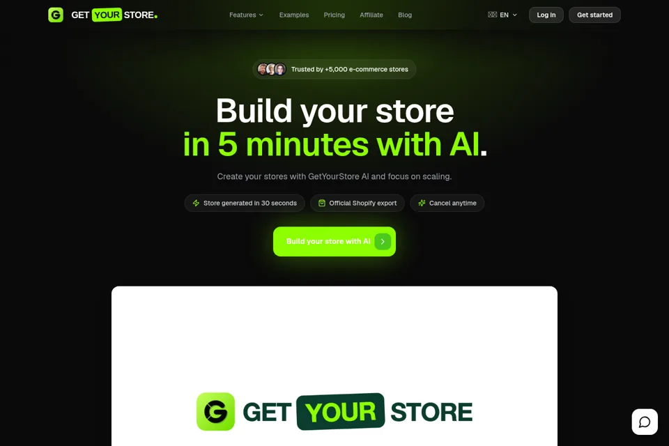 Aperçu de la landing page