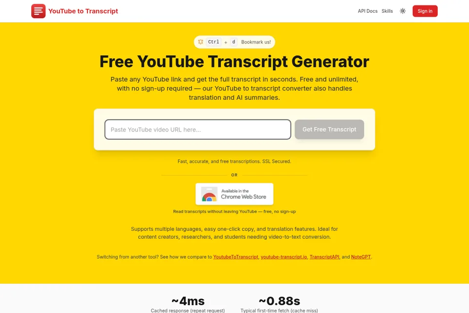 Aperçu de la landing page