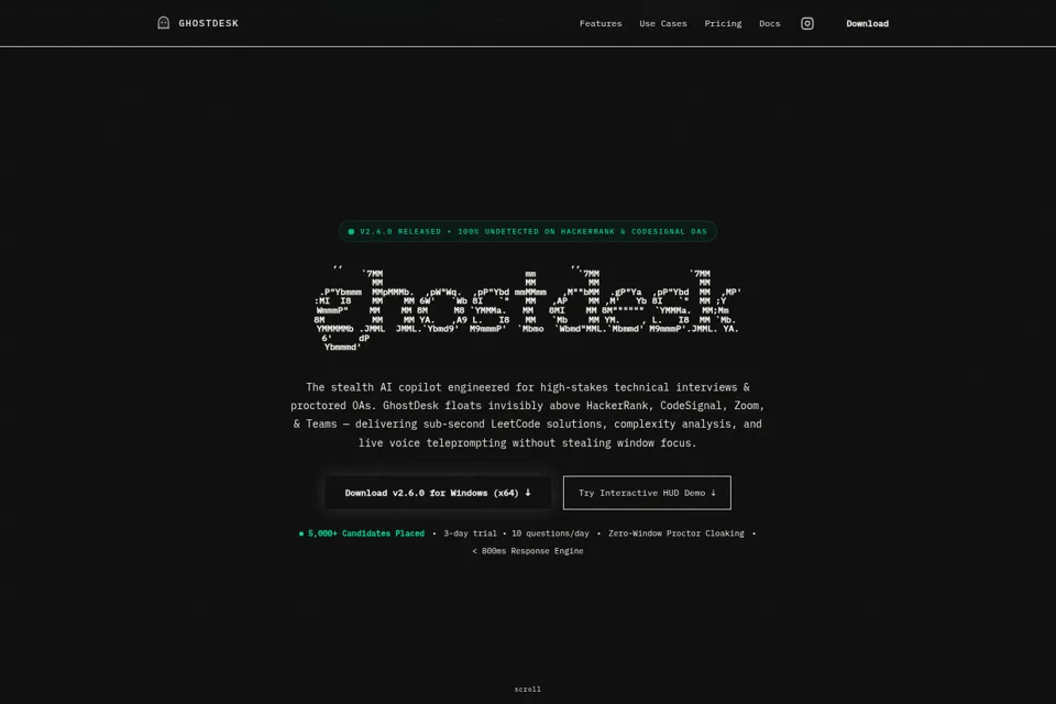 Aperçu de la landing page