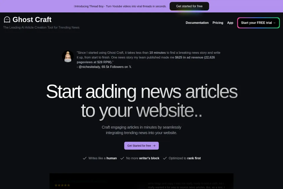 Landing page preview