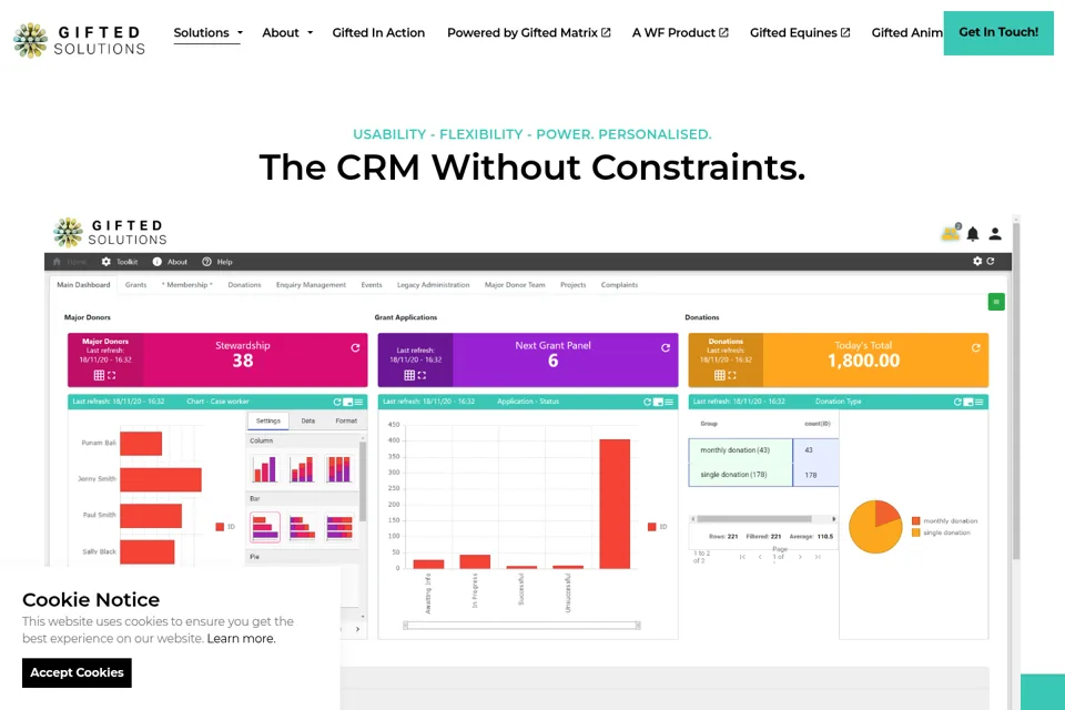 Aperçu de la landing page