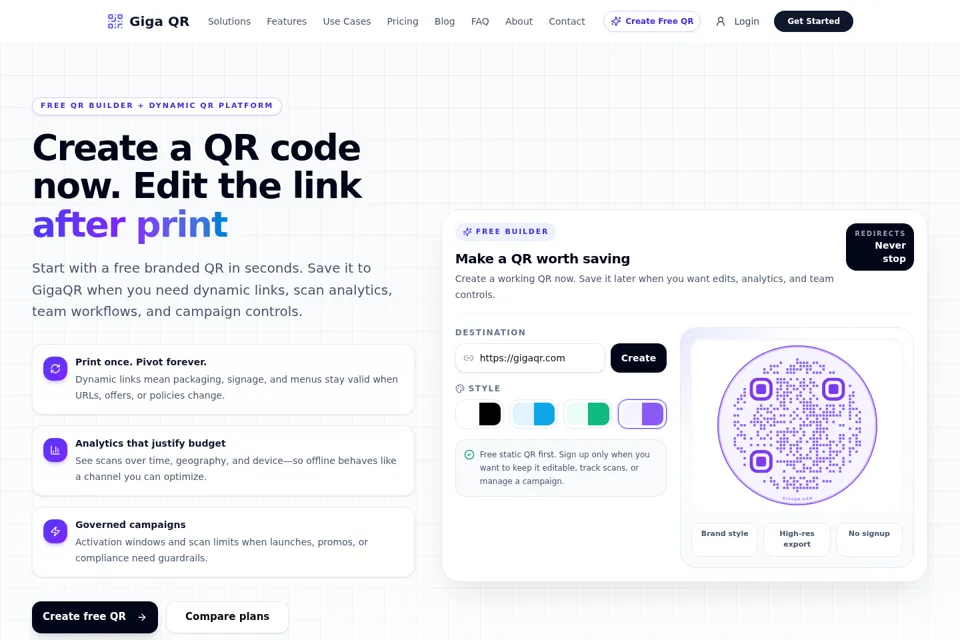 Aperçu de la landing page