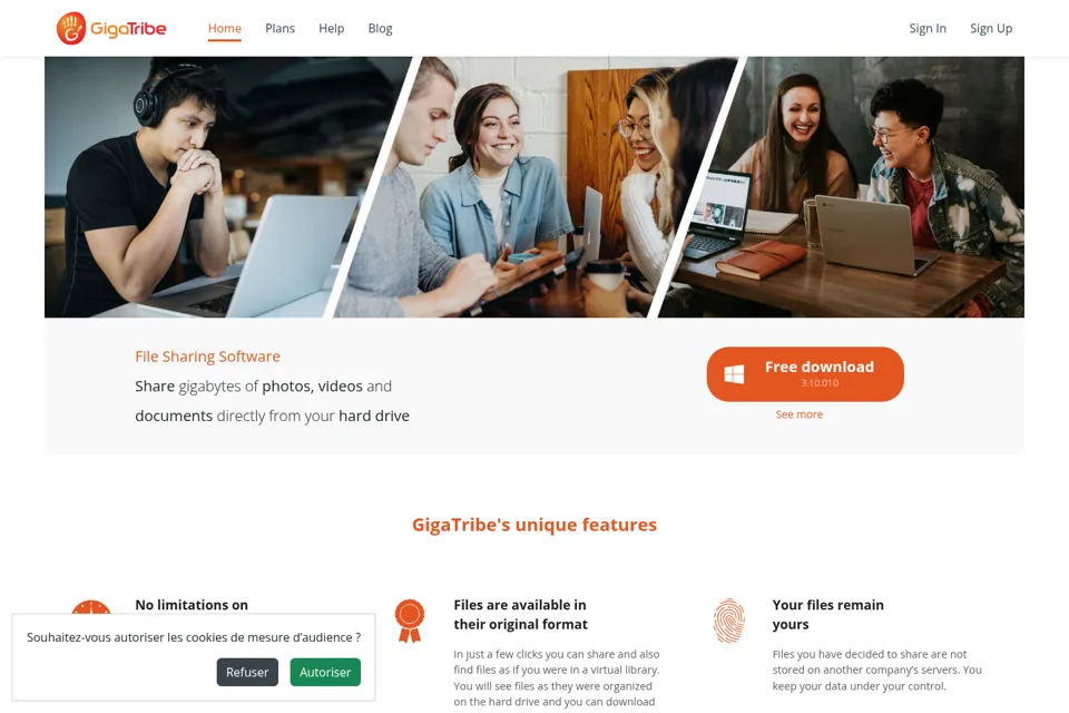 Aperçu de la landing page