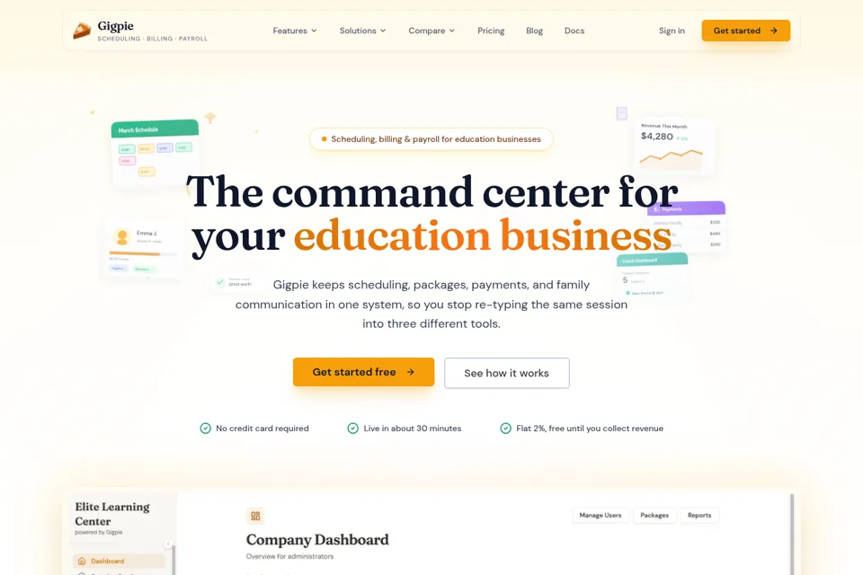 Aperçu de la landing page