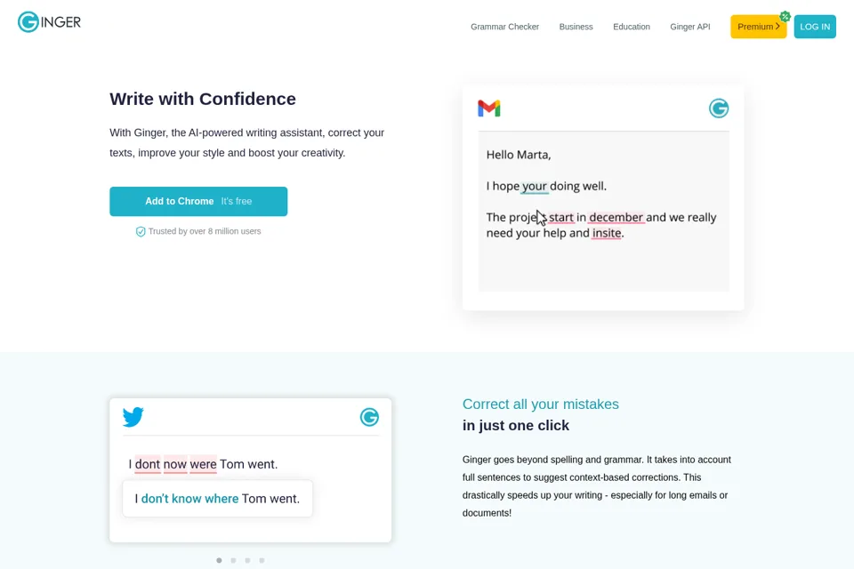 Aperçu de la landing page