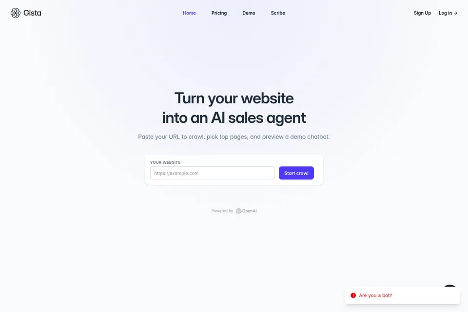 Aperçu de la landing page