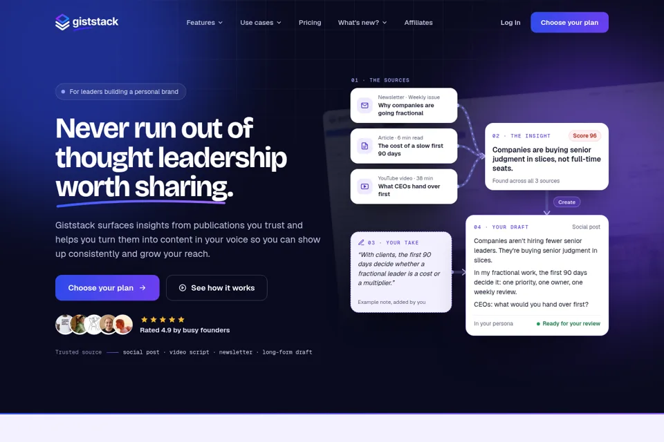 Aperçu de la landing page