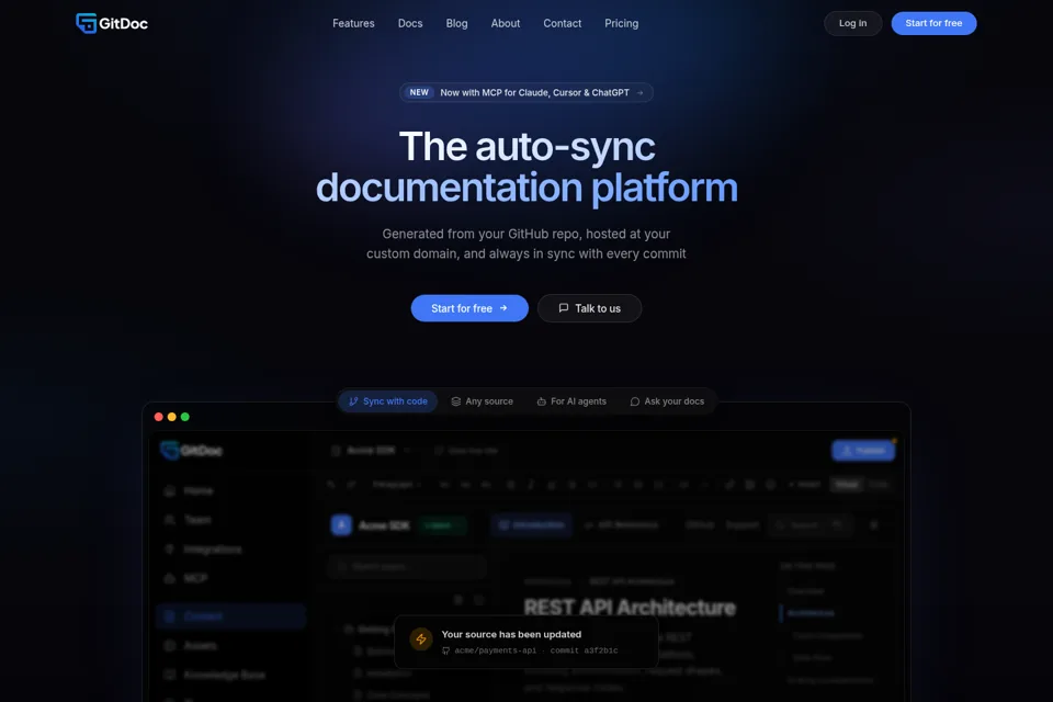 Aperçu de la landing page