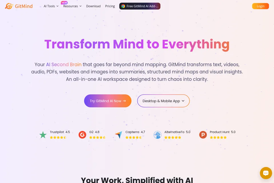 Aperçu de la landing page
