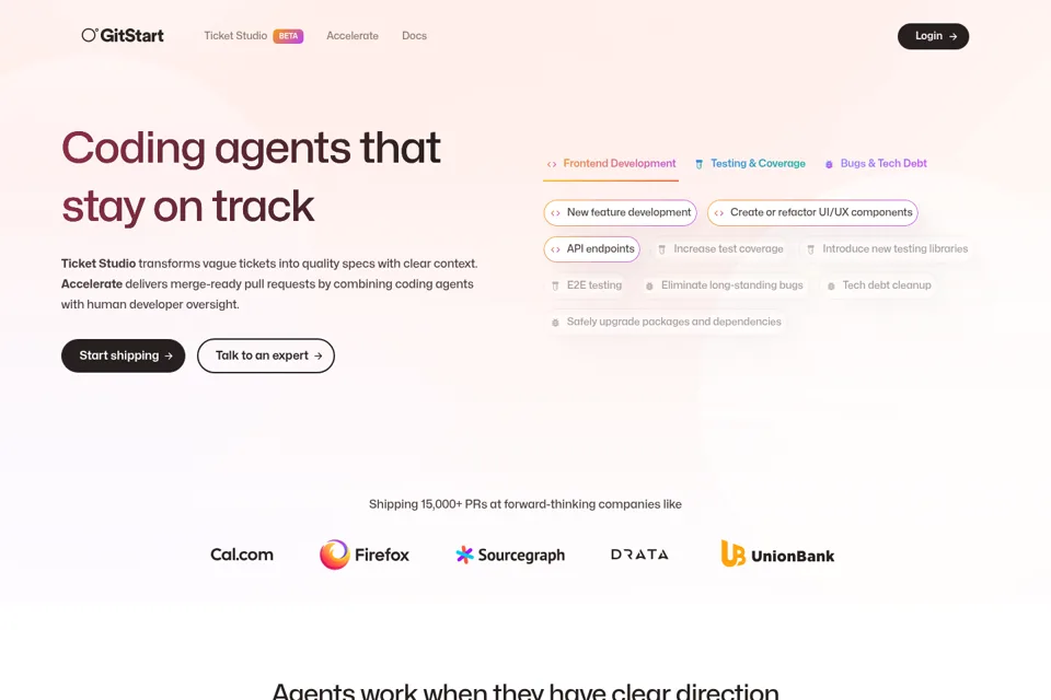 Aperçu de la landing page