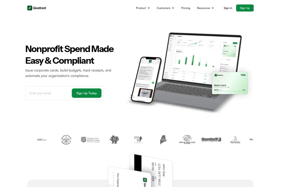 Aperçu de la landing page