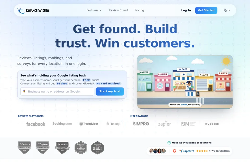 Aperçu de la landing page