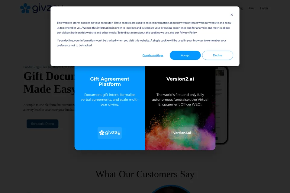 Aperçu de la landing page