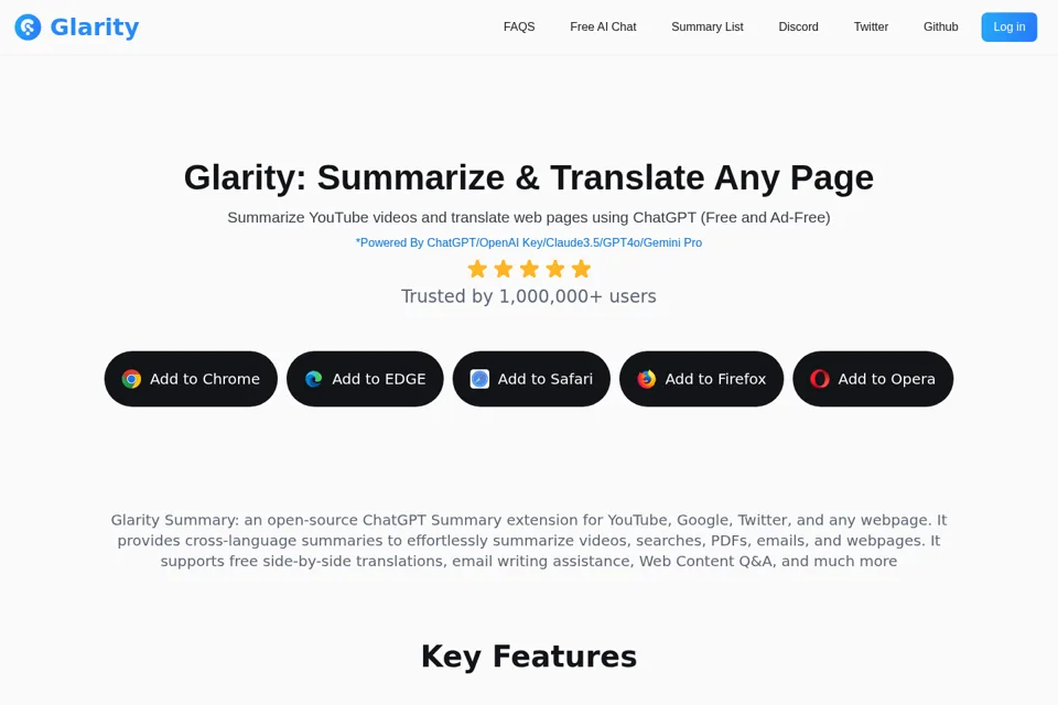 Aperçu de la landing page