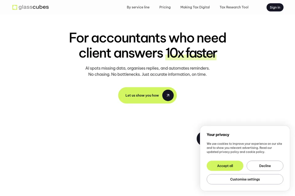 Aperçu de la landing page