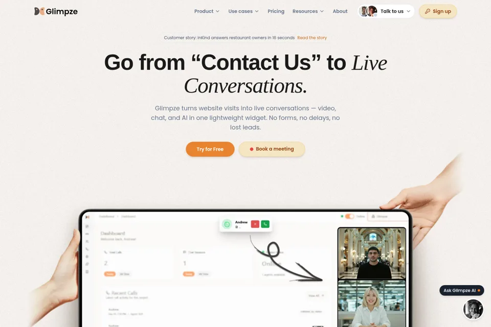 Aperçu de la landing page