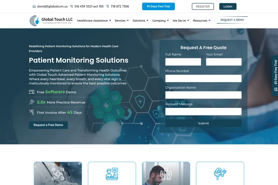 Aperçu de la landing page