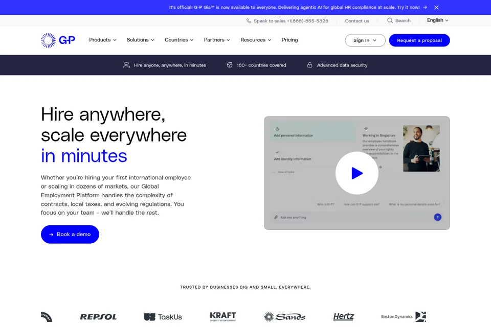 Aperçu de la landing page