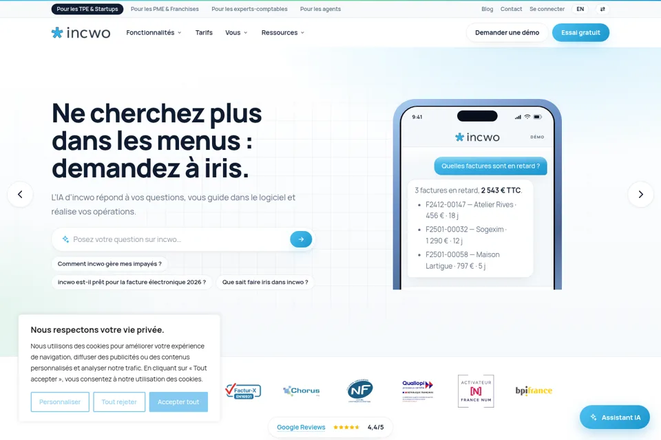 Aperçu de la landing page
