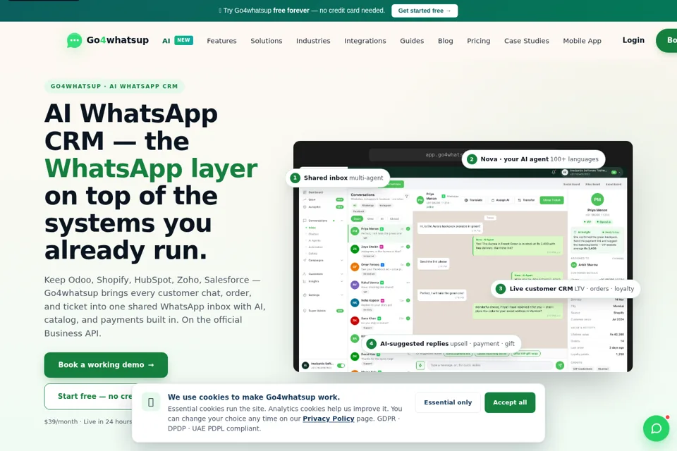 Aperçu de la landing page