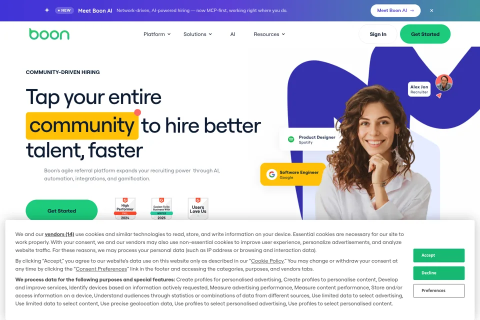Aperçu de la landing page