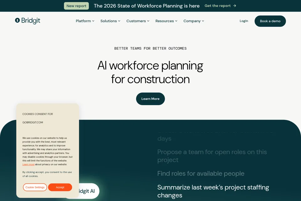 Aperçu de la landing page
