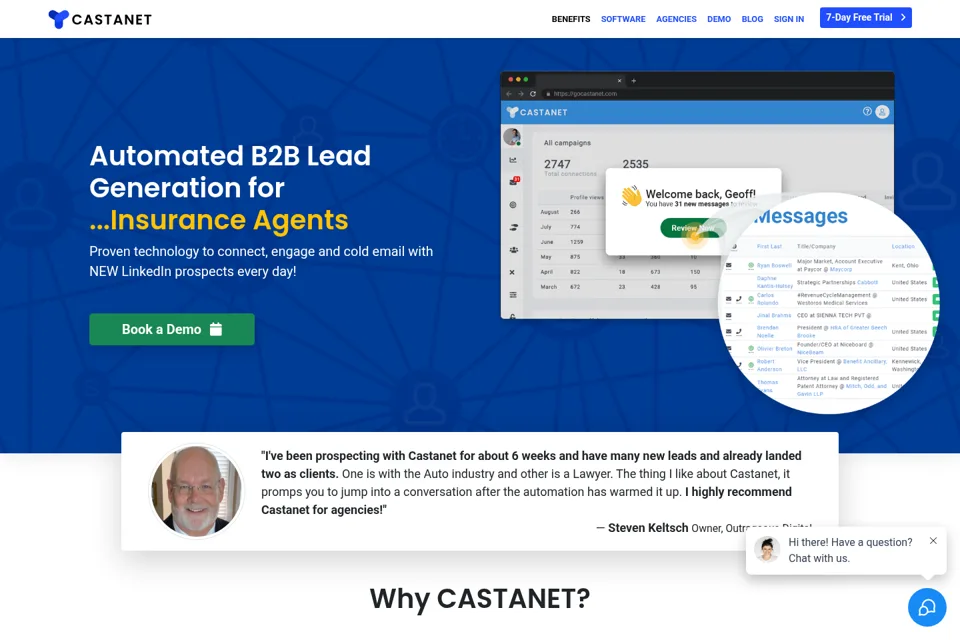 Aperçu de la landing page